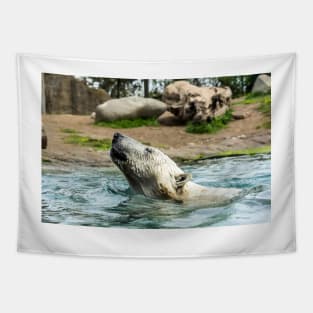 Head of Polar bear above water Tapestry