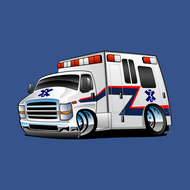 Paramedic EMT Ambulance Rescue Truck Cartoon by hobrath