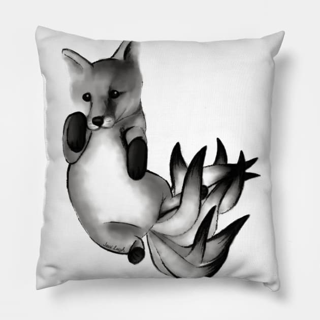 Baby Huli Jing (Nine-Tailed Fox) Pillow by JessiLeigh