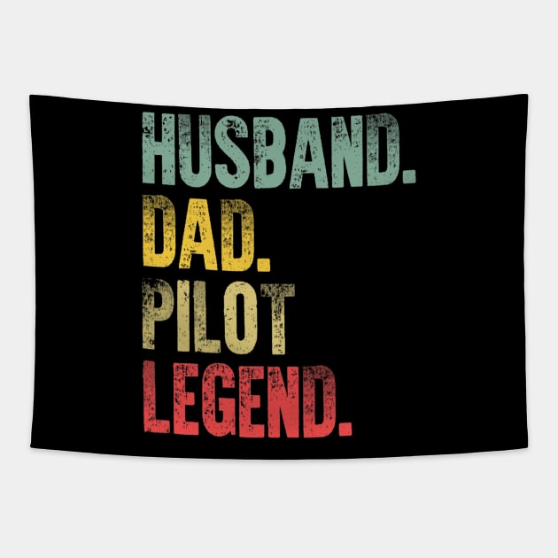 Funny Vintage Husband Dad Pilot Legend Retro Tapestry by Olegpavlovmmo