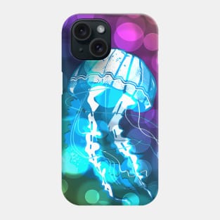 Neon Jellyfish With Lens Flare Background Phone Case