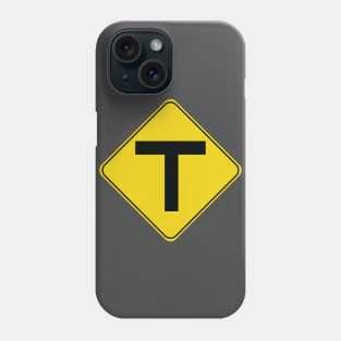 Caution Road Sign T Intersection Phone Case