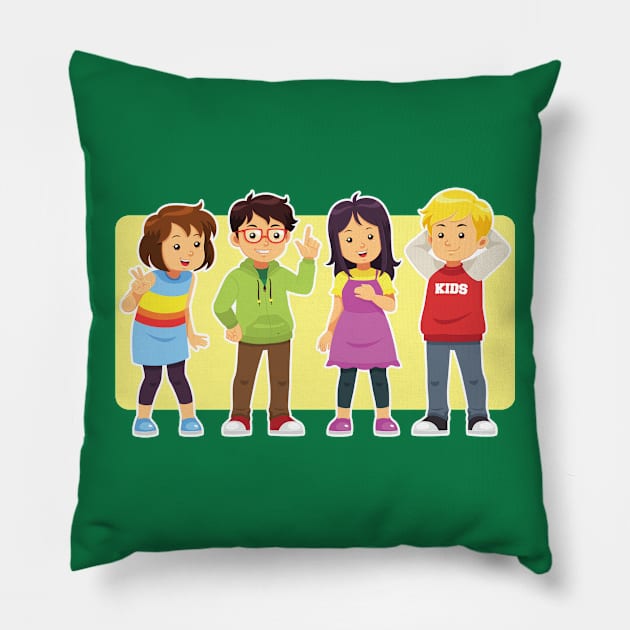 Happy Kids Pillow by mikailain