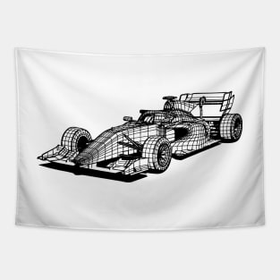 Formula 3 Car Blueprint Sketch Art Tapestry