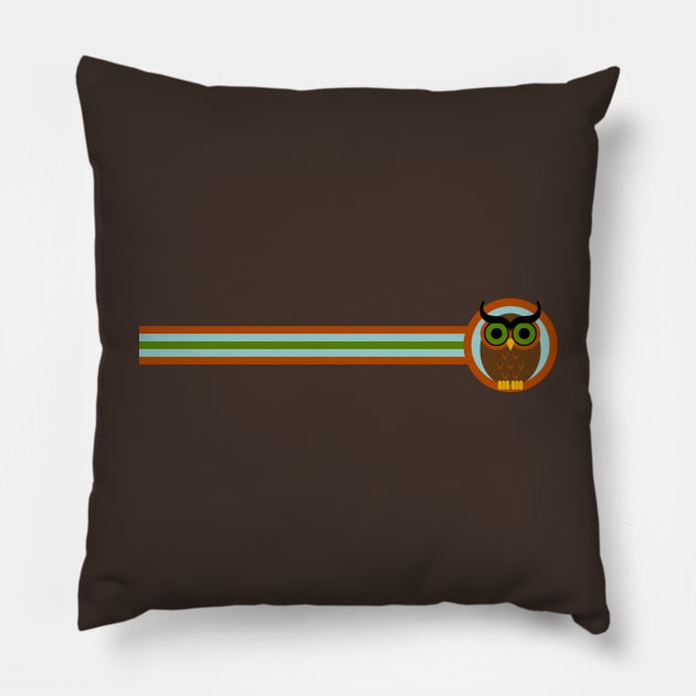 70s Style Owl Stripe Pillow by GloopTrekker