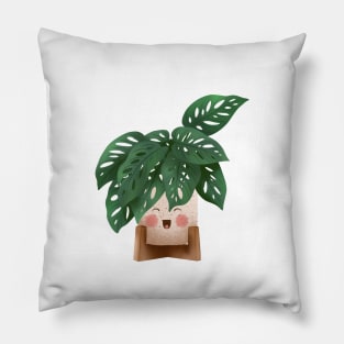 Cute Plant Illustration, Monstera Adansonii 3 Pillow