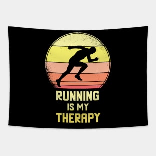 Running Is My Therapy Vintage Retro Motivation Tapestry