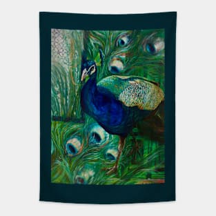 Peacock and the Green Door Tapestry