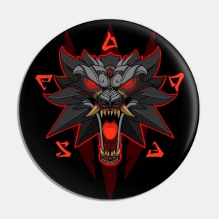 Oni White Wolf Pin