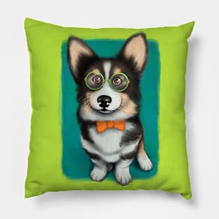 Corgi gentleman illustrated dog Pillow