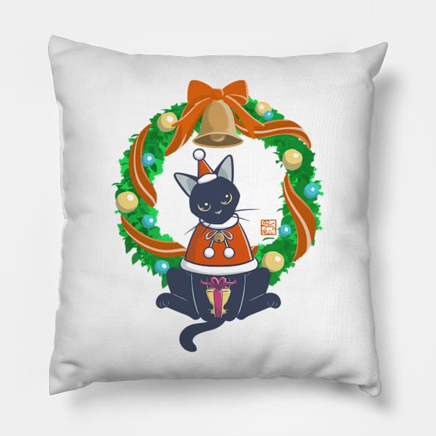 Black Cat And Wreath Pillow by BATKEI