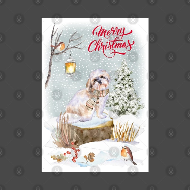 Shih Tzu Merry Christmas Santa Dog by Puppy Eyes