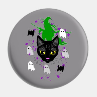 Black Cat, Ghost and witch Pin
