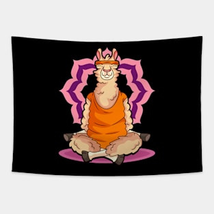 Llama with Headband Sitting and Meditating Funny Yoga Lover Tapestry