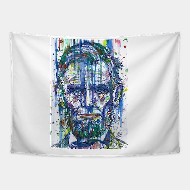 ABRAHAM LINCOLN watercolor and ink portrait Tapestry by lautir