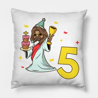 I am 5 with Jesus - kids birthday 5 years old Pillow