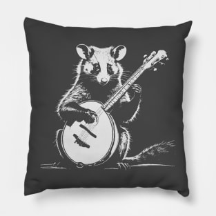 Opossum Playing Banjo Pillow