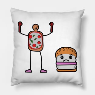 happy pizza, sad burger Pillow