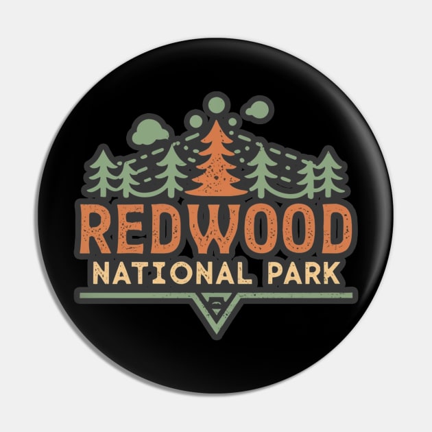 Redwood National Park Travel Sticker Pin by GreenMary Design