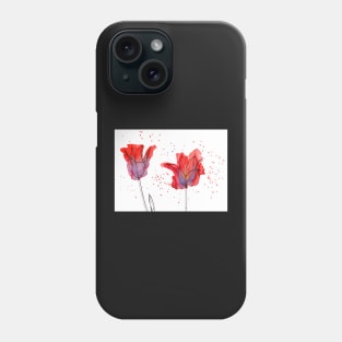 Modern Tulips with Watercolor and Ink Phone Case