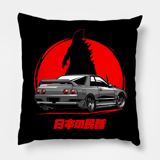 Nissan Skyline GTR 32 Japan Folklore Pillow by aredie19