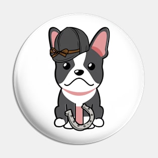 Funny french bulldog is ready to ride a horse Pin