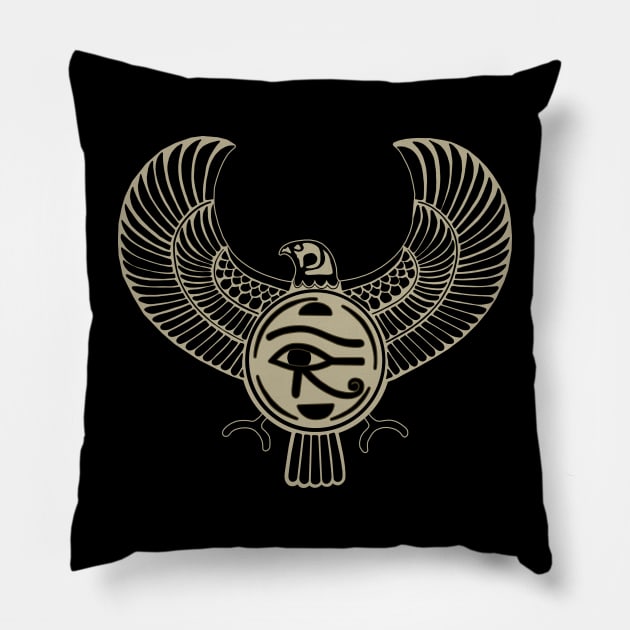 Egyptian mythology bird figure Pillow by MusicianCatsClub