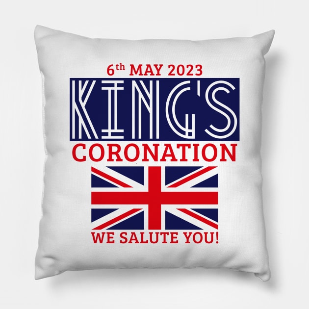 King’s Coronation, 6th May 2023 – We Salute You (Navy) Pillow by MrFaulbaum