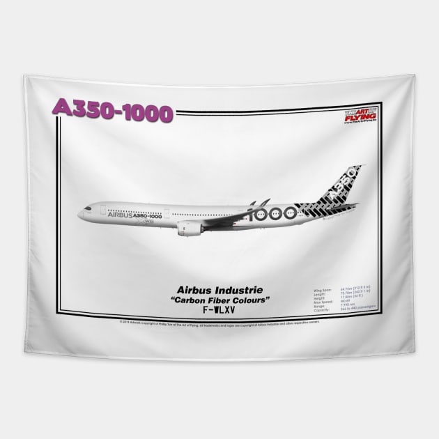 Airbus A350-1000 - Airbus Industrie "Carbon Fiber Colours" (Art Print) Tapestry by TheArtofFlying