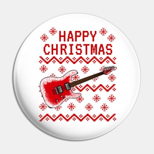 Electric Guitar Ugly Christmas Guitarist Musician Pin
