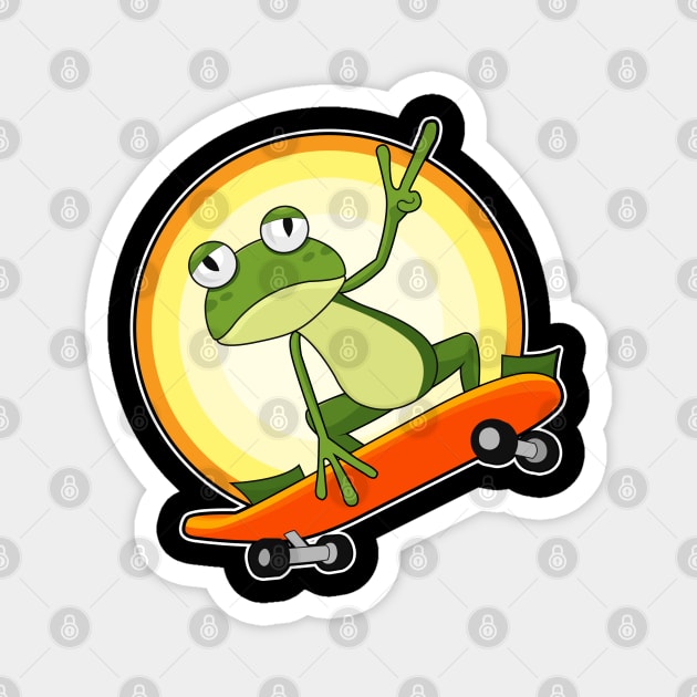 Frog as Skater with Skateboard Magnet by Markus Schnabel