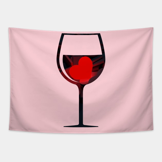 Gorgeous Wine Glass Heart Tapestry by Celestial Mystery