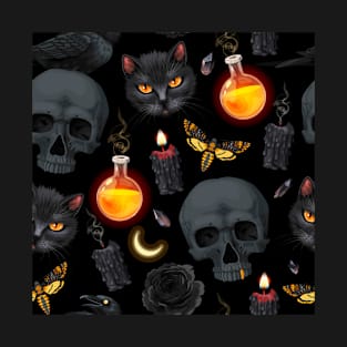 Skull witch Halloween T-Shirt