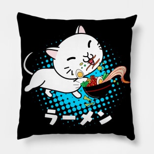 Ramen Japanese Noodles Soup Kawaii Cat Pillow