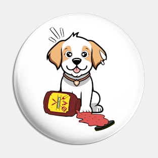 Funny happy Dog spilled BBQ sauce Pin