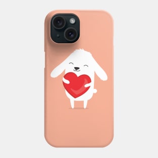 Cute cartoon bunny rabbit holding heart. Phone Case