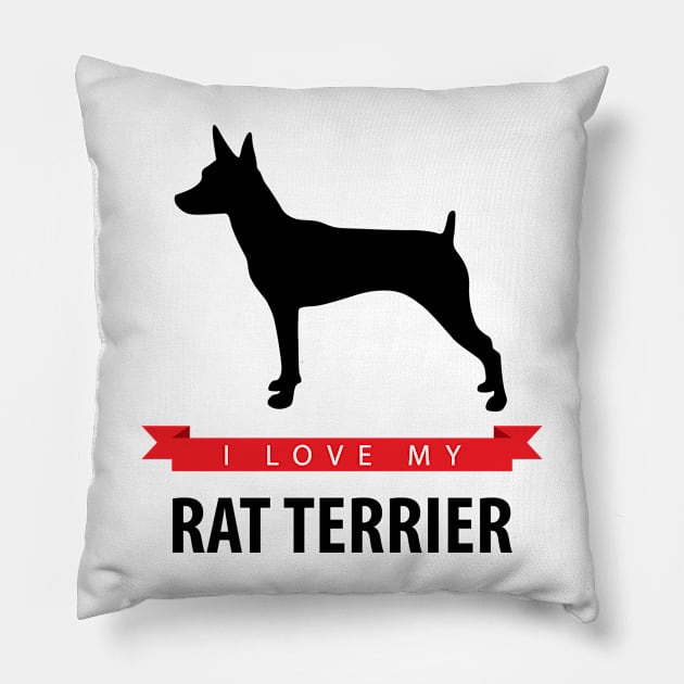 I Love My Rat Terrier Pillow by millersye