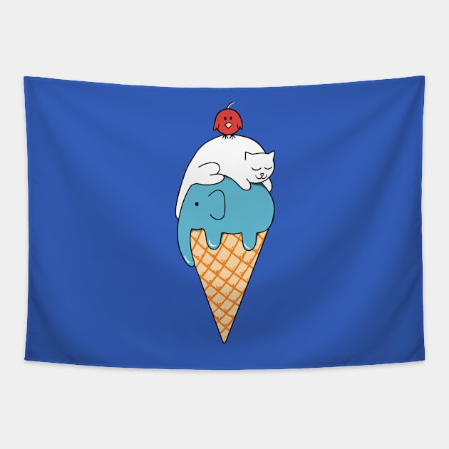 Animal ice cream Tapestry by coffeeman