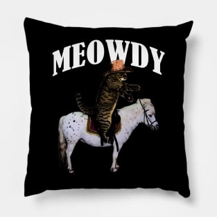 Funny Cat shirts, Meowdy Meme Shirt, Funny Cat Shirts, Funny Cat Puns, Meowdy Cat Cowboy T-shirt, Cat And Pony Shirts, Howdy Cat Lover Gift Pillow