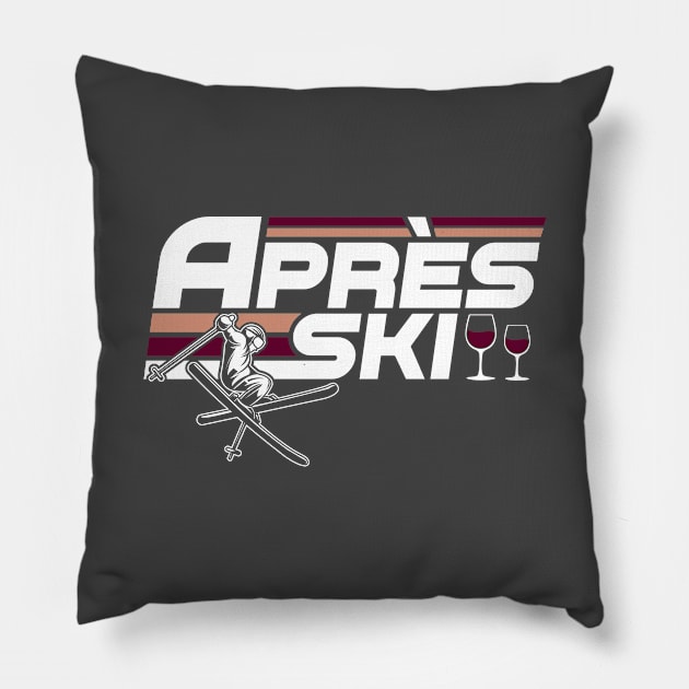 Apres Ski Funny Skiing Winter Pillow by MandeesCloset