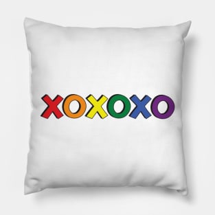 Hugs and Kisses - XOXO - Rainbow Pride Valentines Pillow