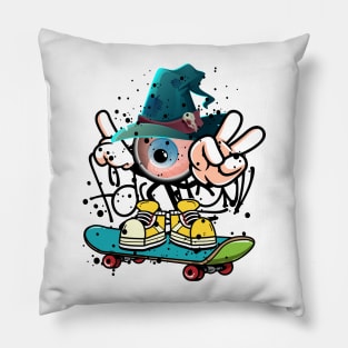 Witch Skateboard Monster Graffiti Street Art Pillow