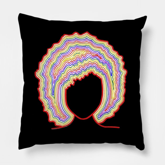 Girl with Rainbow Afro Pillow by calenbundalas