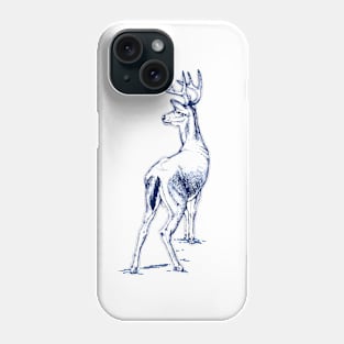 Curious Deer (blue) Phone Case