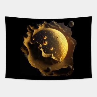 Golden planet with craters Tapestry