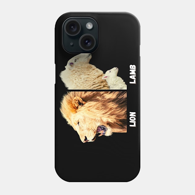 Fierce lion and gentle lamb with mother Phone Case by Blue Butterfly Designs 