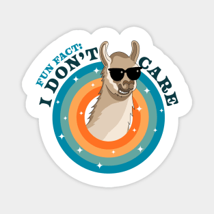 Fun Fact: I Don't Care | Funny Sassy Llama Alpaca Sarcastic Magnet