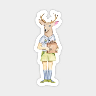 Funny Vintage Deer in Retro Style Magnet