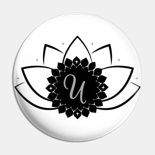 U - Lotus Flower Monogram Pin