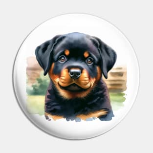 Watercolor Rottweiler Puppies - Cute Puppy Pin